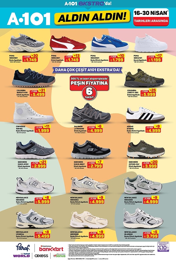 Puma, Converse, Salomon Skechers, New Balance, Adidas ve Columbia Ayakkabı Modelleri
