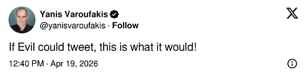 "Eğer Kötülük tweet atabilseydi, işte böyle bir şey yazardı!"