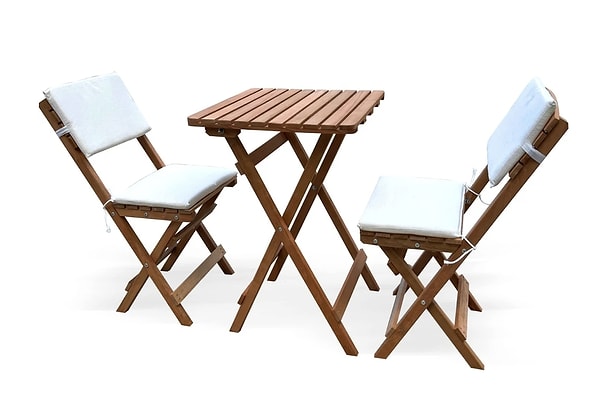 Yer Tasarrufu Şampiyonu: Evvon Ahşap Katlanır Bistro Set