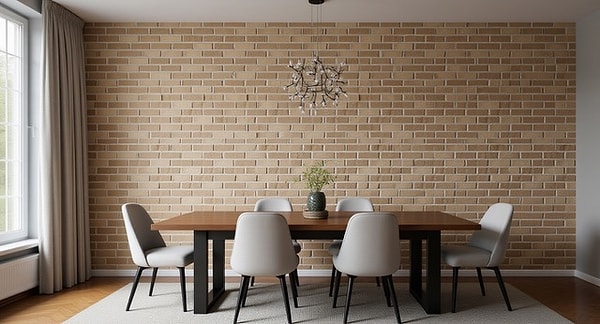 5. Yemek masasının arkasını koyu renkli ve dokulu bir duvarla lüks bir restoran şıklığına taşıyabilirsin.