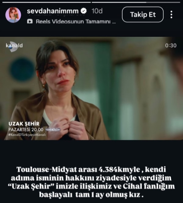 Ceren Moray bu tepkilerin ardından Instagram hesabından paylaşım yaptı.