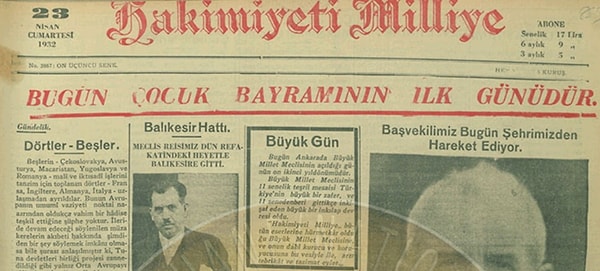 8. 1932 – Hakimiyet-i Milliye: İki yıl sonra, 1932'de "Bugün Çocuk Bayramının İlk Günüdür" manşetiyle bayram heyecanını sokağa taşıyor.