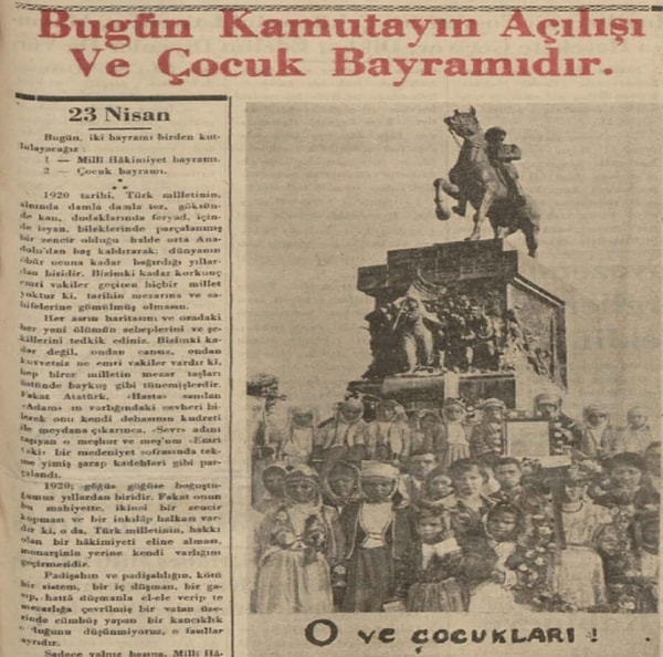 9. 1936 – Anadolu: Gazete, "Kamutay’ın (Meclis) Açılışı ve Çocuk Bayramı" başlığını bir arada veriyor.
