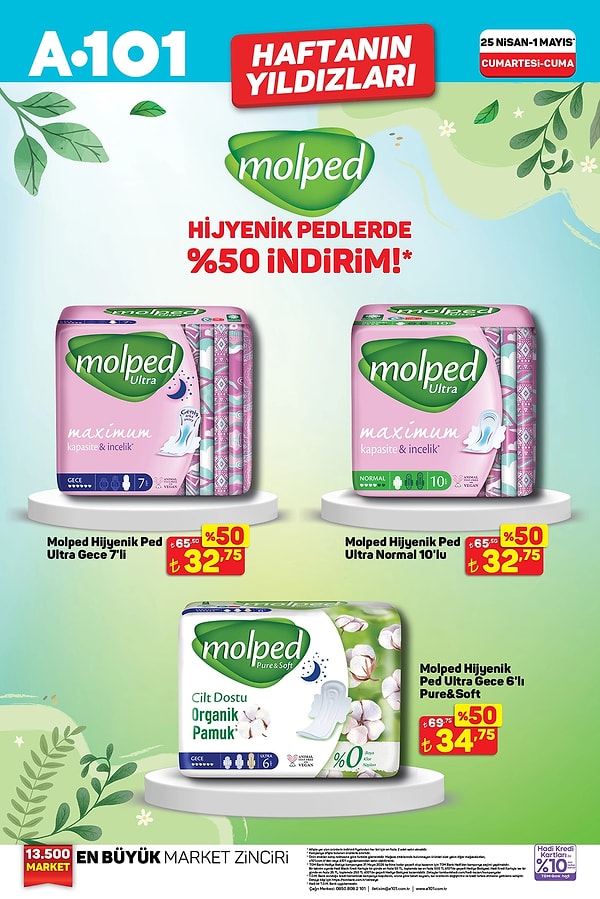 Molped Hijyenik Pedlerde %50 İndirim!