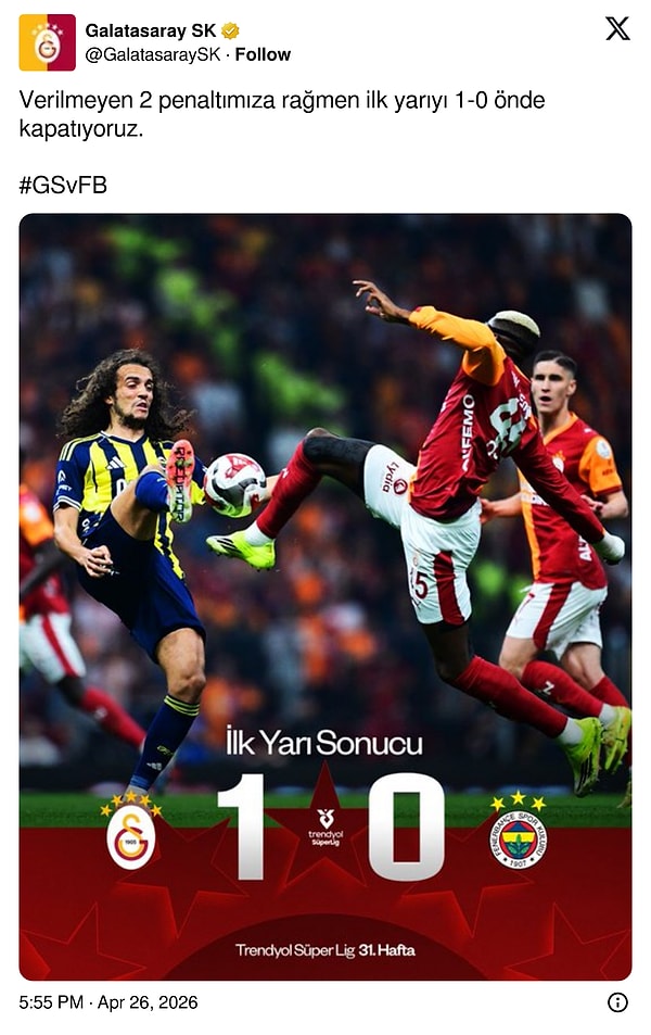 Galatasaray'ın paylaşımı:
