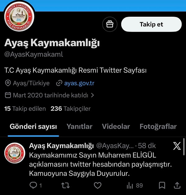 Kaymakamlığın yönlendirme tweeti de eleştirildi.