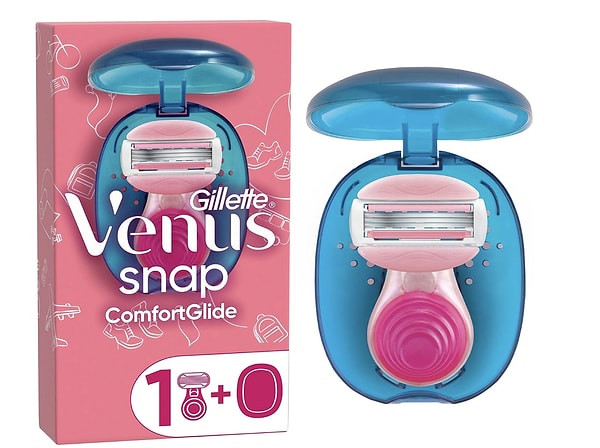 Gillette Venus Snap Breeze, seyahat boyu tasarımıyla kişisel bakımınızı her yere taşımanıza olanak tanıyor.