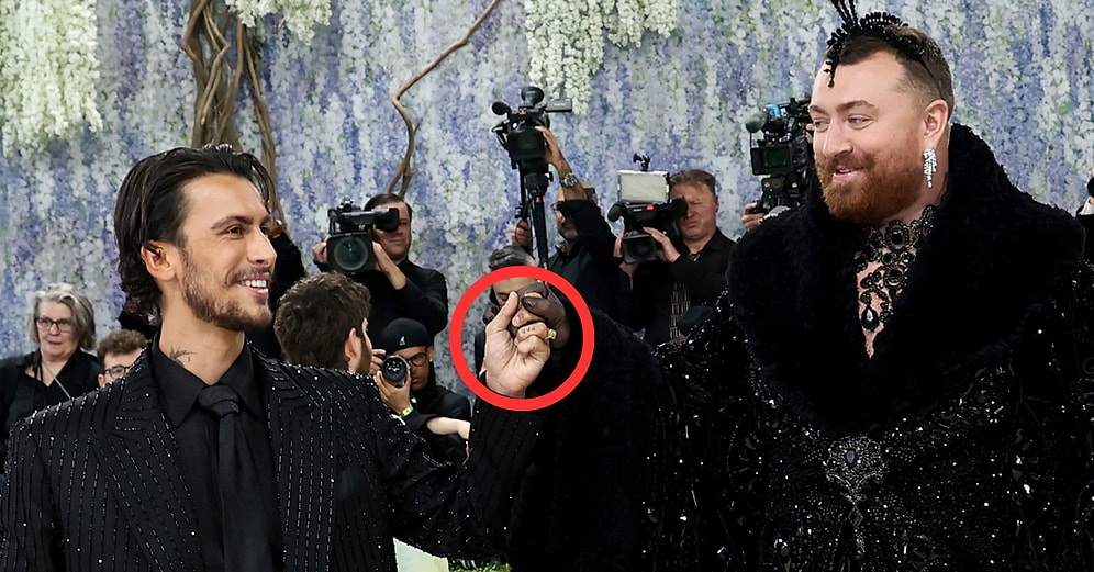Ring Detail at the Met Gala Gave It Away: Sam Smith and Christian Cowan Are Engaged!
