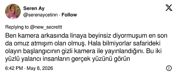 Seren Ay, Can Berkay'ın kendisine attığını iddia ettiği iftirayı şu sözlerle duyurdu: