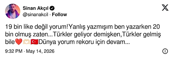 Akçıl gelen yorumların ardından hatasını fark etti.