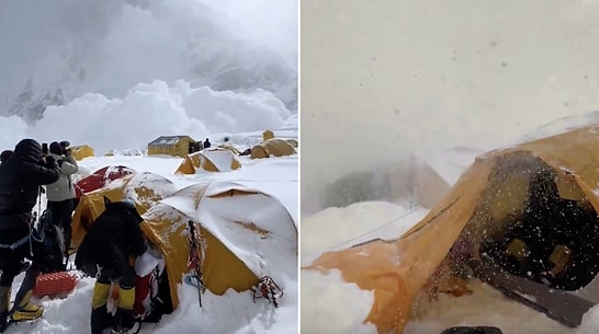 Terror at Everest: Fast-Moving Avalanche Buries Climber Camp in White