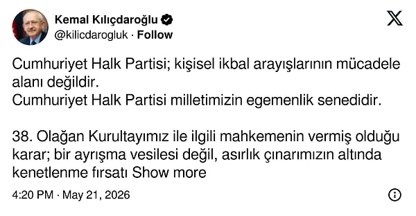 Kemal Kılıçdaroğlu’nun ilk paylaşımı: