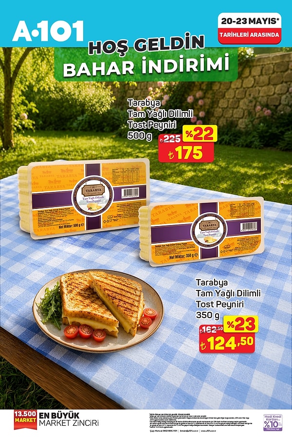 • Tarabya Tam Yağlı Dilimli Tost Peyniri 500 gr 175 TL