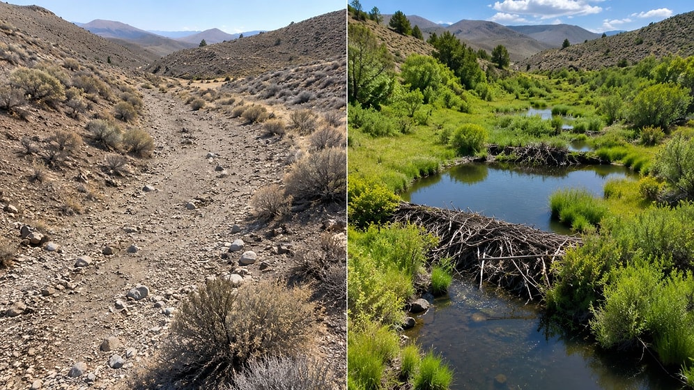 Beavers Reclaim America's Driest Desert and Turn Dried Creek into a Green Oasis