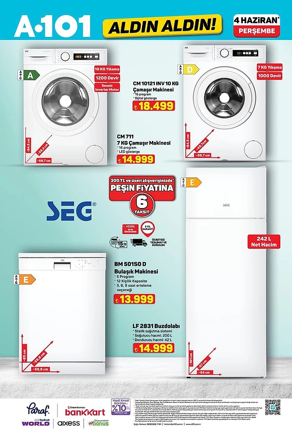 SEG 7 Kg Çamaşır Makinesi 14.999 TL