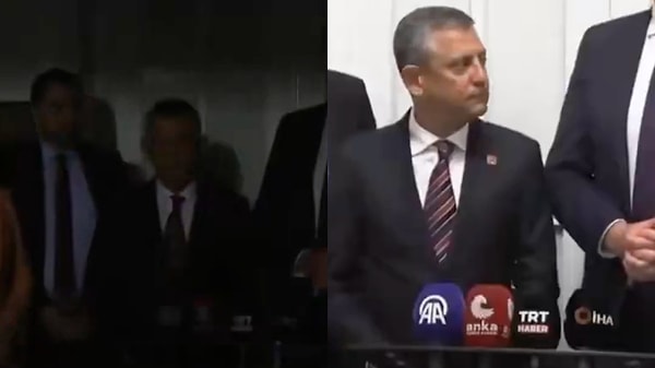 Işıklar kapanınca Özgür Özel'in şaşkınlığı kameralara yansıdı.