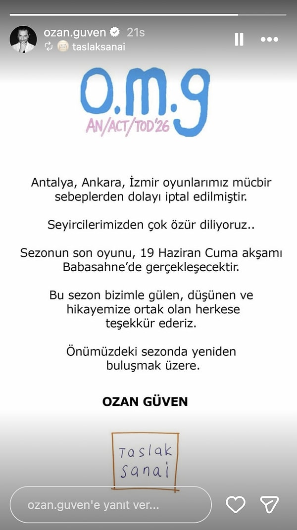 Ünlü oyuncu açıklama yaptı: "Mücbir sebepler."