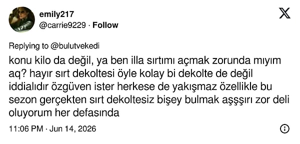 Sırt dekoltesi yoğunluğu da eleştirildi.