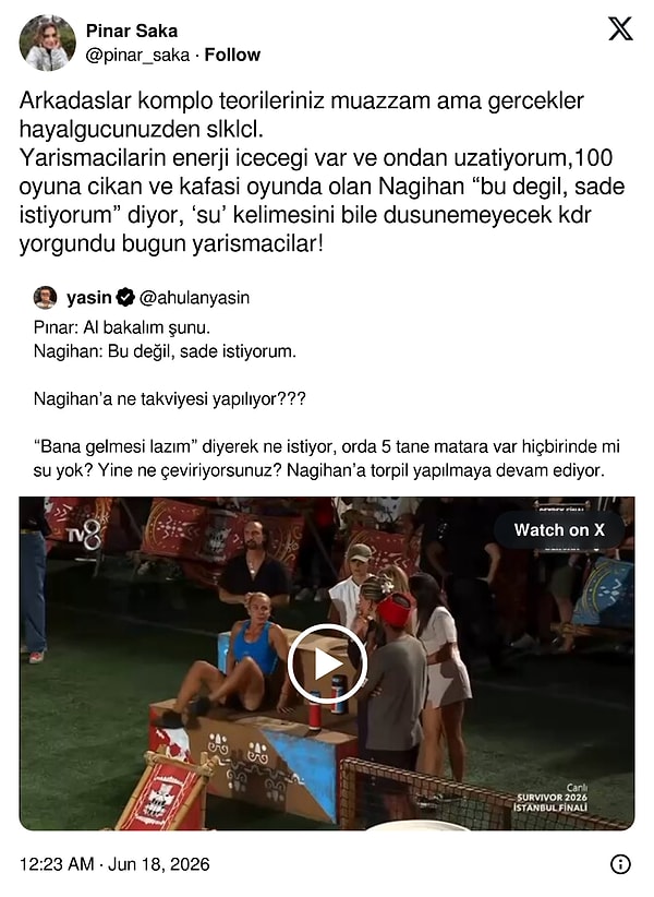 Nagihan'a "takviye" yapıldığını düşünen izleyicilere Pınar Saka cevap verdi.