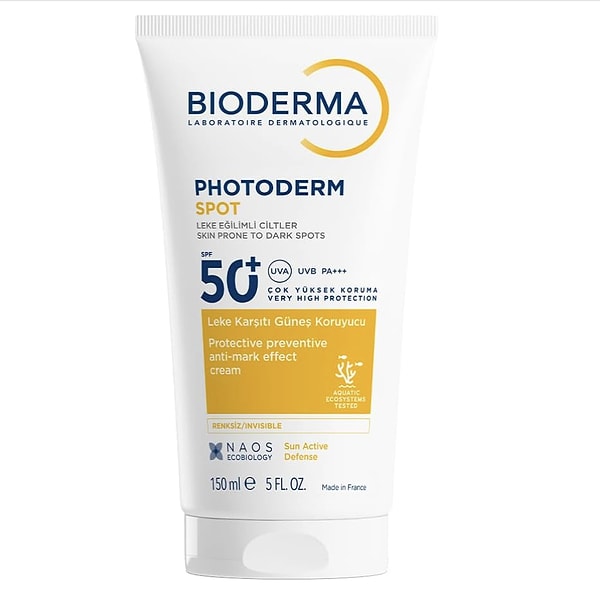 Güneş lekelerine karşı yüksek filtre koruması sunan Bioderma Photoderm Spot yüz ve vücut güneş kremi büyük boyuyla!