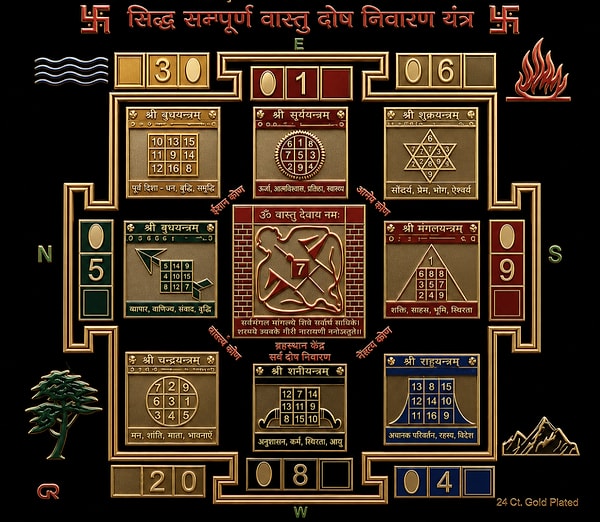 AstrodehA'nın özgün tasarım koleksiyonunda yer alan VASTU YANTRA, yalnızca estetik bir çalışma değil, kadim bilginin modern yaşam alanlarına taşınmış güçlü bir enerji haritasıdır.