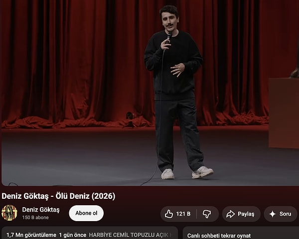 Komedyen Deniz Göktaş, Harbiye Cemil Topuz'da seyircisiyle buluştu.