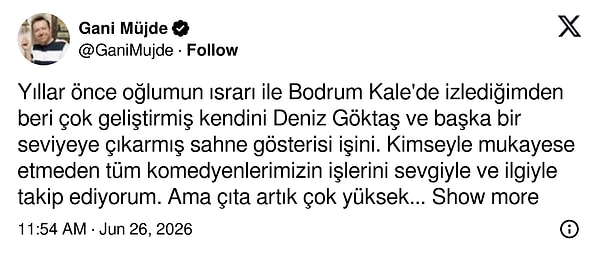 Gani Müjde çıtanın yükseldiğini öne sürdü.