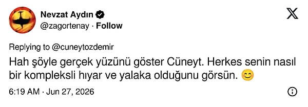 Nevzat Aydın: "Gerçek yüzünü göster."