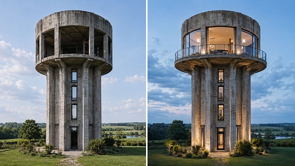 A water tower built in 1964 has been transformed into a home.