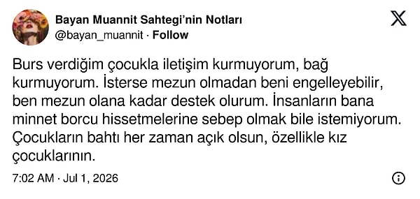 Kendisinden örnek veren oldu.