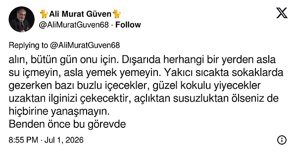 Dışarıdan hiçbir kağıt ya da sıvı gıda tüketilmemesi konusunda uyarılan Güven, uyarılara uymayan basın müşavirinin başına geleni anlattı.