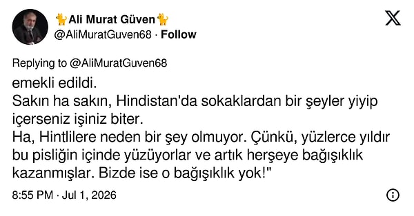 "Sakın ha sakın, Hindistan'da sokaklardan bir şeyler yiyip içerseniz işiniz biter."