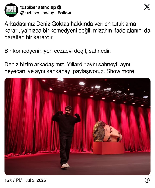 "Bir komedyenin yeri cezaevi değil, sahnedir."