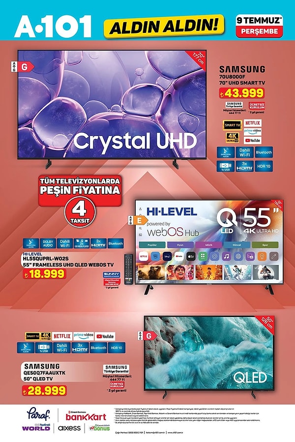 Samsung 70'' UHD Smart TV 43.999 TL