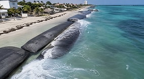 Giant Sand Tubes Deployed Underwater To Create an Invisible Barrier Against Erosion