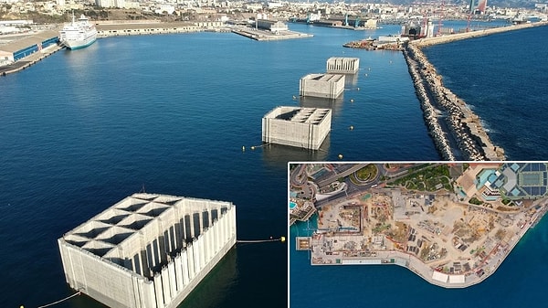 18 dev beton blok denizin dibine yerleştirildi
