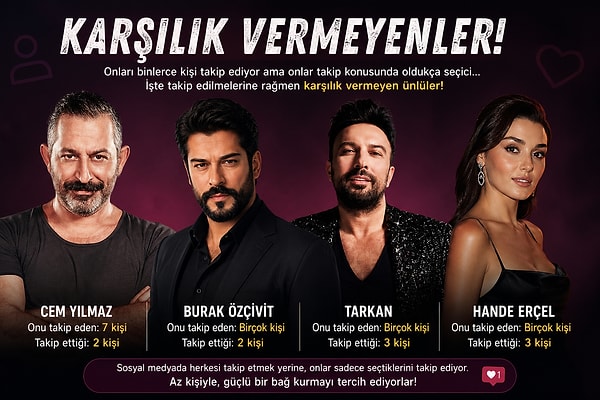 Takip edilmelerine rağmen karşılık vermeyen isimler