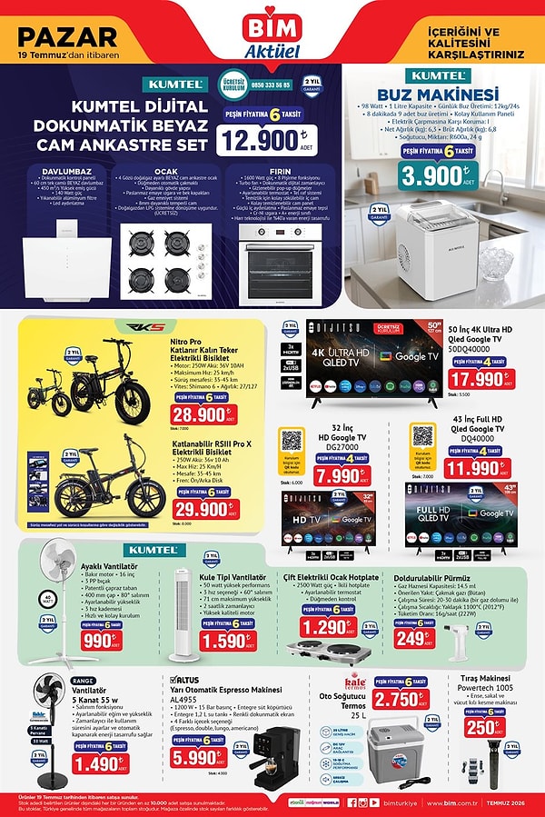 Kumtel Dijital Dokunmatik Beyaz Cam Ankastre Set 12.900 TL