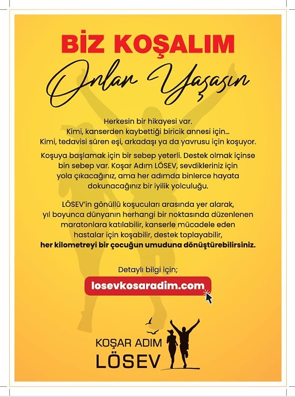 Sen de Koşar Adım LÖSEV Takımında Yer Alabilirsin