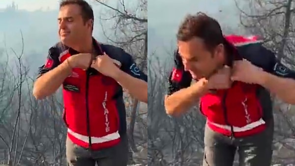 Orman yangınlarını anlatan belediye başkanı Ahmet Akın, canlı yayında yaralandı.