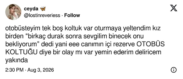 Rezerve etmiş.