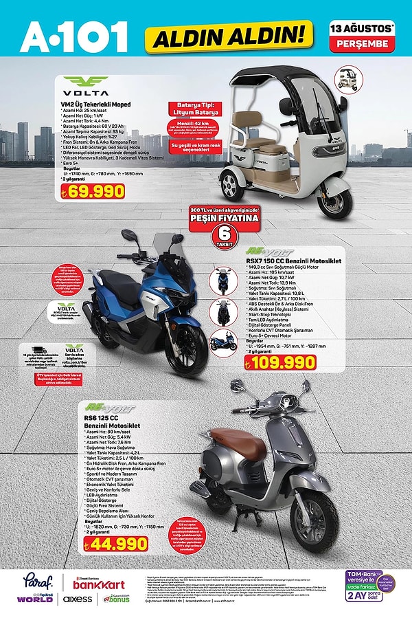 Volta VM2 Üç Tekerlekli Moped 69.990 TL