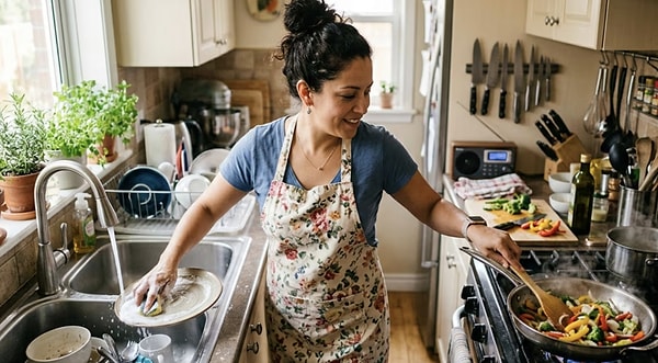 Experts list the fundamental psychological patterns that emerge in the way individuals who clean while simultaneously working in the kitchen manage their daily responsibilities as follows: