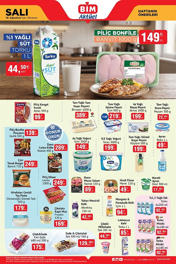 Torku %1 Yağlı Süt 1 L 44,50 TL