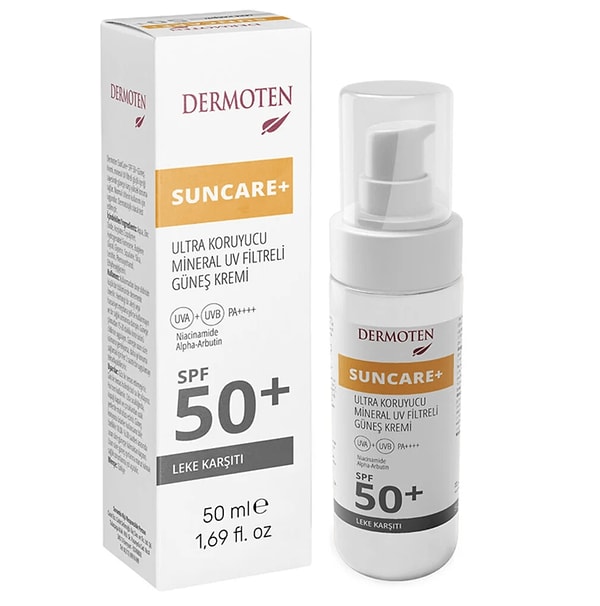 Dermoten Suncare+ SPF50+ leke karşıtı güneş kremi hediye çeki indirimiyle 639,92 TL yerine sepette net 383,95 TL!