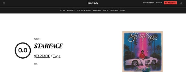 Pitchfork, yiğidin hakkını veren bir yer. Albüme sadece sıfır "0" puan verdi!