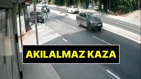 Yayaya Çarpmamak İçin Direksiyonu Kırdı, Kaldırımdaki Dede ve Torun Dehşeti Yaşadı