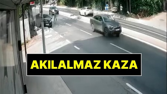 Yayaya Çarpmamak İçin Direksiyonu Kırdı, Kaldırımdaki Dede ve Torun Dehşeti Yaşadı