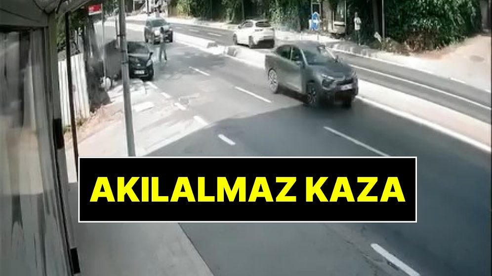 Yayaya Çarpmamak İçin Direksiyonu Kırdı, Kaldırımdaki Dede ve Torun Dehşeti Yaşadı