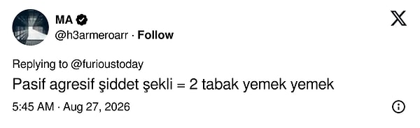 "Pasif-agresif şiddet" tanımını iki tabak yemek yemeye indirgeyerek tiye alanlar da çıktı.